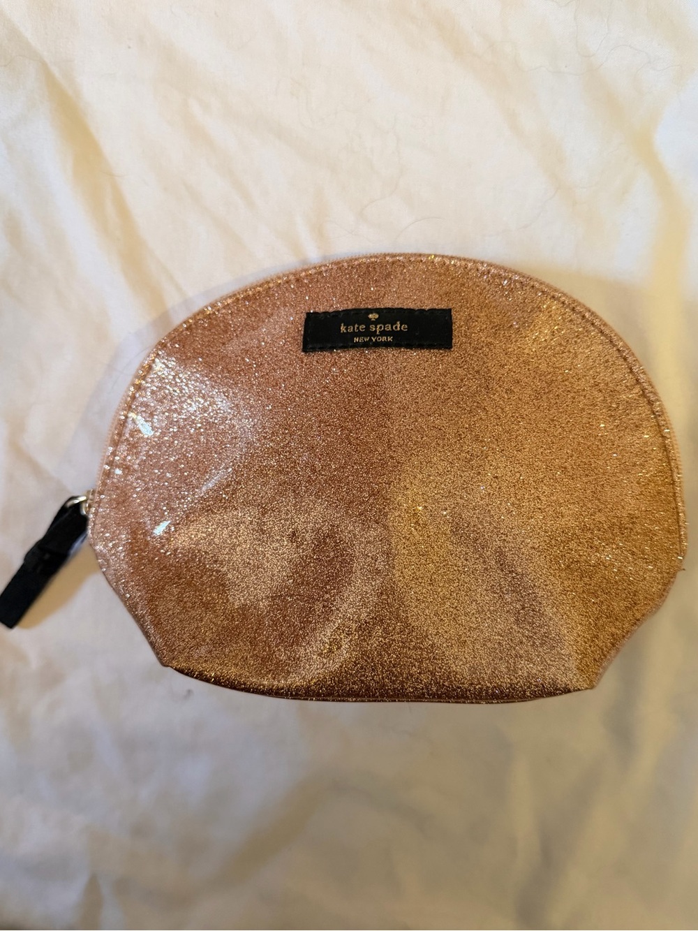 Kate Spade Rose Gold Glitter Cosmetic Pouch